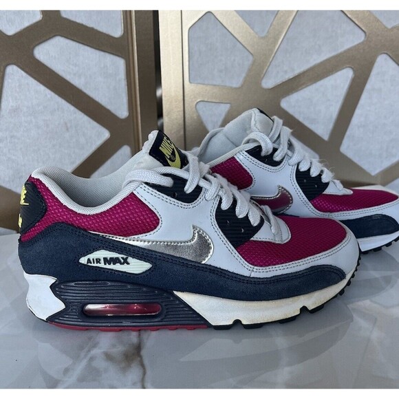 NIKE AIR MAX 90 SPORT FUCHSIA White Women SZ 7 325213-606 Sneakers Shoes - Picture 2 of 12
